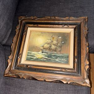 Signed Norman Balkes Balke Dalke Dalkes Vintage Ornate Framed Maritime Seascape
